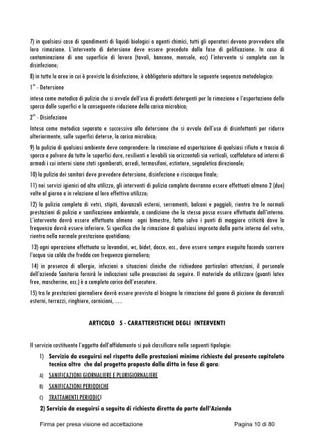 Capitolato Tecnico Pulizie AV - Azienda ULSS 19