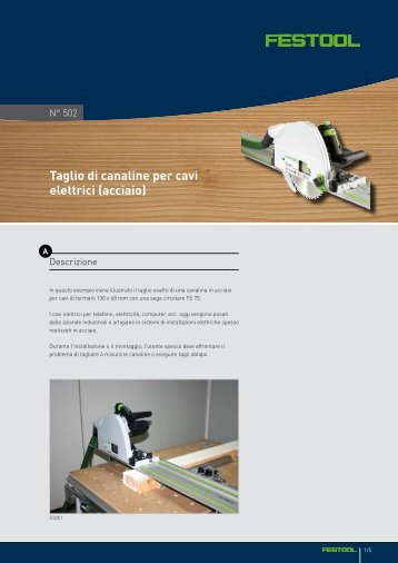 Taglio di canaline per cavi elettrici (acciaio) - Festool