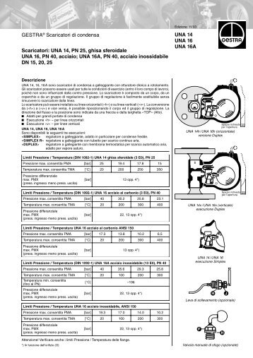 GESTRA® Scaricatori di condensa UNA 14 UNA 16 UNA 16A ...