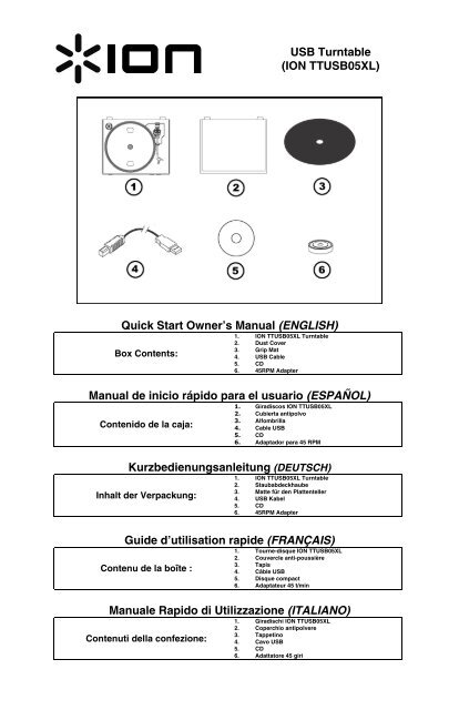 ION TTUSB05XL Quickstart Guide - v2.1 - ION Audio