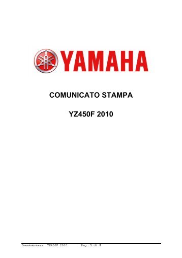 2010_YZ450F_Informazioni per la stampa - Yamaha Motor Europe