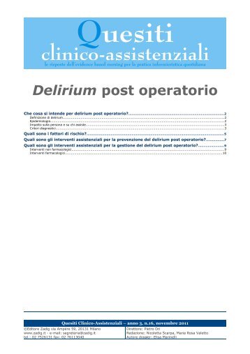 Delirium post operatorio - saepe