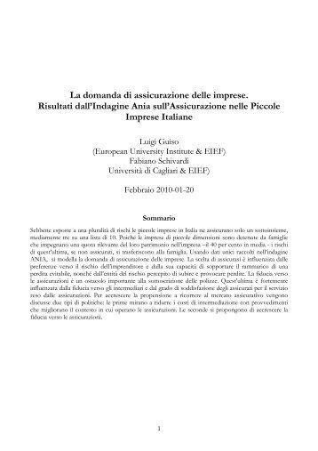 La domanda di assicurazione delle imprese. Risultati dall ... - Ania