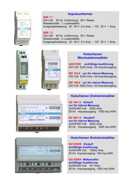 Impulsumformer Hutschienen Wechselstromzähler ... - Schneider