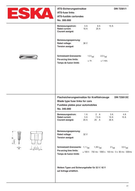 ESKA ATS-Sicherungseinsätze ATS-fuse links ATS ... - Schneider