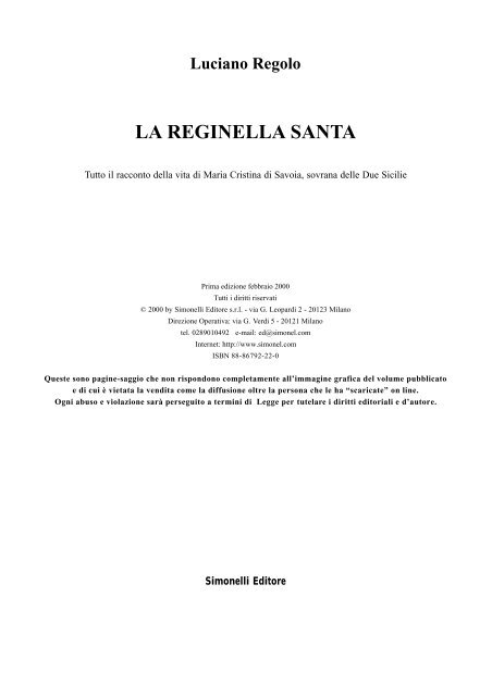 LA REGINELLA SANTA - Simonelli Editore S.r.l.