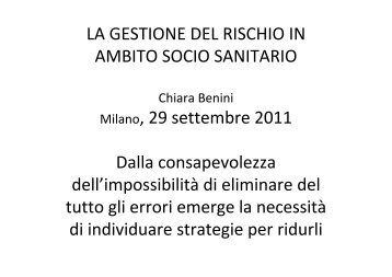 Chiara Benini Direttore Fondazione Colturi La gestione del rischio in ...