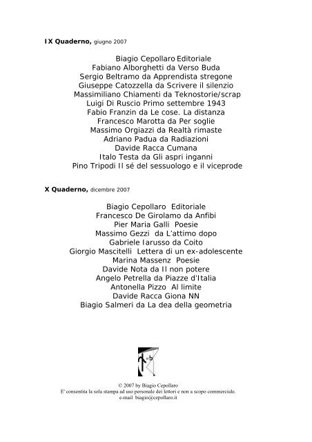 VI Quaderno di Poesia da fare - Biagio Cepollaro, poesia