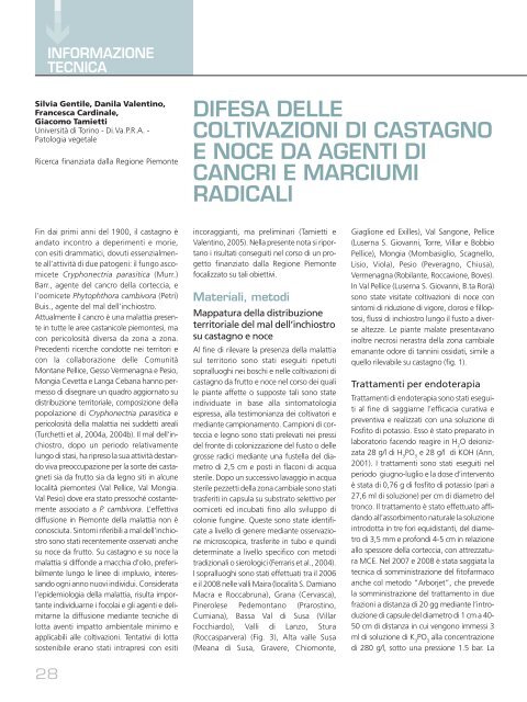 difesa delle coltivazioni di castagno e noce da agenti di cancri e ...