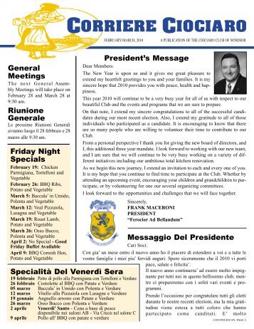 Newsletter Feb/March 2010 - Ciociaro Club of Windsor