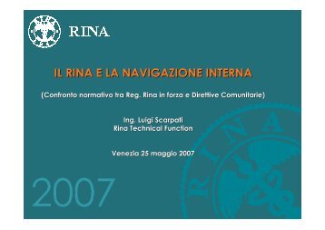 IL RINA E LA NAVIGAZIONE INTERNA - Venice Maritime School