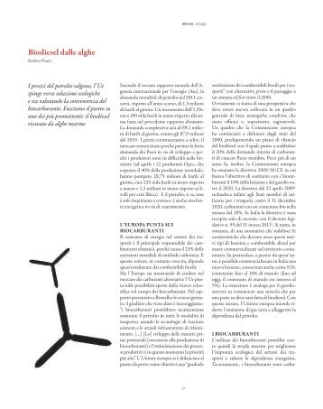 Biodiesel dalle alghe - ARPA Umbria