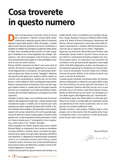 OFTALMOLOGIA DOMANI n. 1/2013 - Jaka Congressi Srl