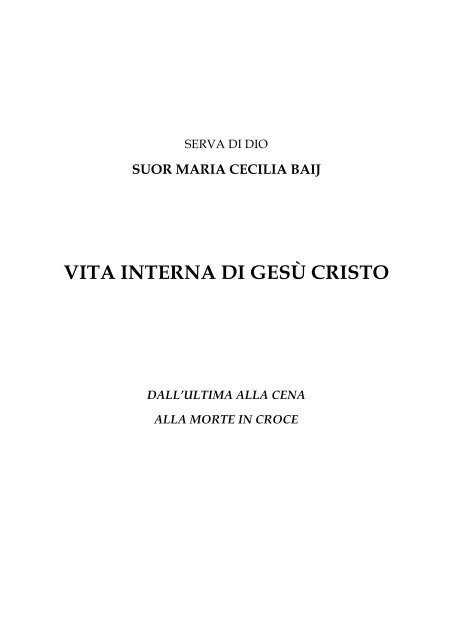 vita interna di gesù cristo - Parrocchia San Michele Arcangelo ...