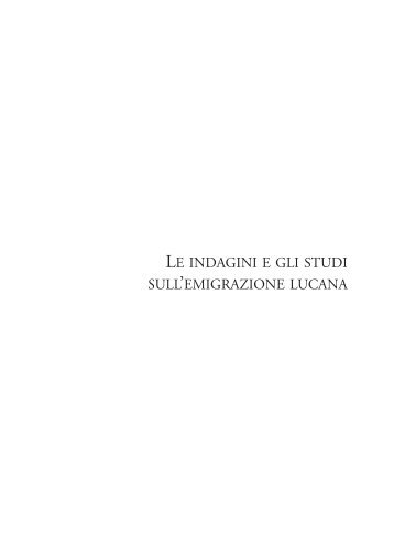 Le indagini e gli studi sull'emigrazione lucana - Precedente versione ...