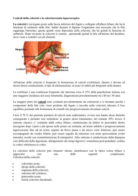 I Calcoli Della Colecisti Clinica Sanatrix Spa