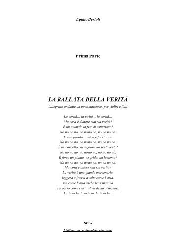 LA BALLATA DELLA VERITÀ - Egidio Bertoli
