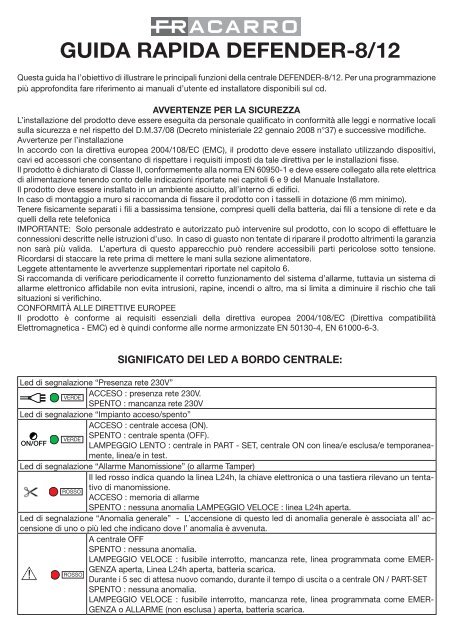 Manuale Guida rapida - M.System di Morandi Marcello