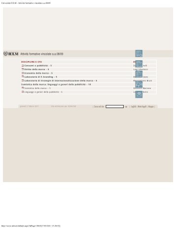 Consulta gli insegnamenti 2008/2009 - Iulm