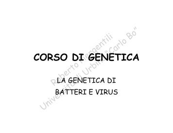 CORSO DI GENETICA - la genetica a urbino