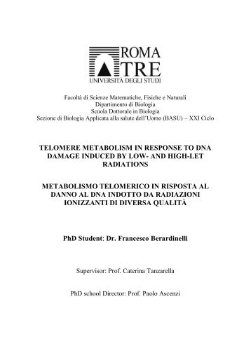 telomere metabolism in response to dna damage induced by low