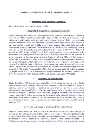 ATTIVITA' SCIENTIFICA DEL PROF - Dipartimento di Fisica