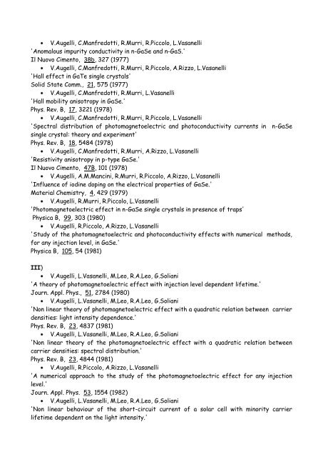 ATTIVITA' SCIENTIFICA DEL PROF - Dipartimento di Fisica