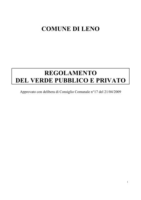 verde pubblico e privato - Comune di Leno