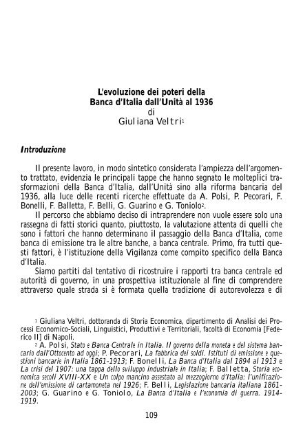 L'evoluzione dei poteri della Banca d'Italia dall'Unità ... - Delpt.unina.it