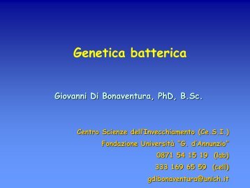 6a lezione genetica batterica.pdf - ch.unich - 'G. d'Annunzio'