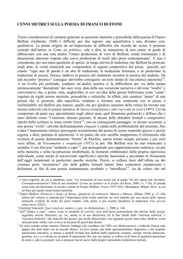 Lorenzo Marchese “La metrica di Buffoni” L'Ulisse 16 - Franco Buffoni