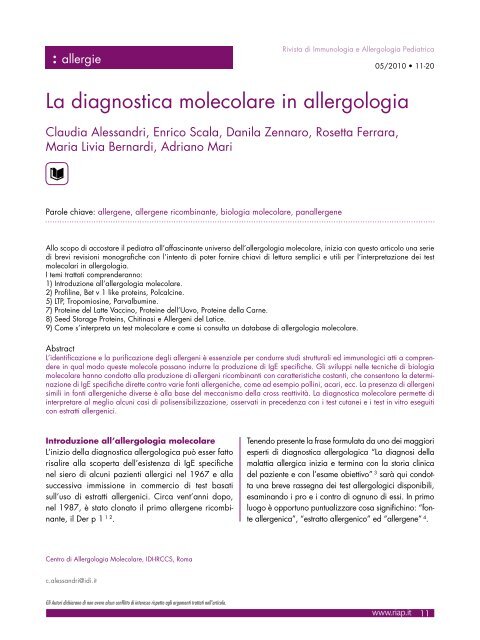 La diagnostica molecolare in allergologia.pdf - SIAIP