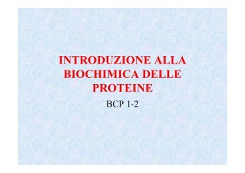 INTRODUZIONE ALLA BIOCHIMICA DELLE PROTEINE