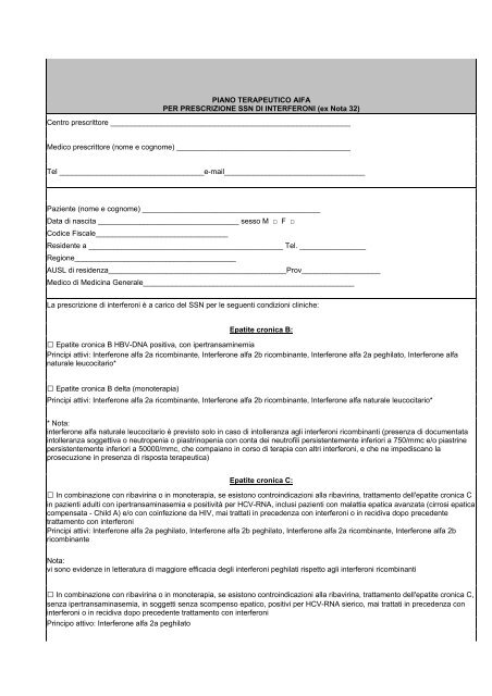 Piano terapeutico aifa Piano terapeutico aifa