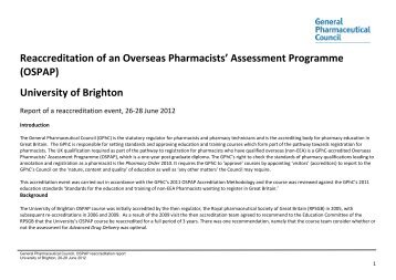 Reaccreditation 2011/12 - General Pharmaceutical Council