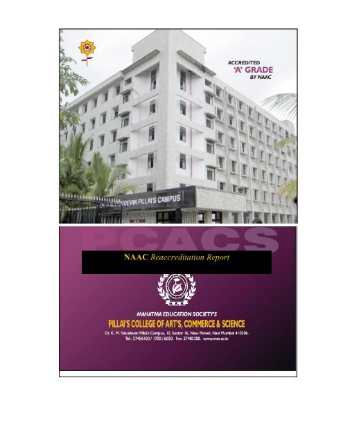NAAC Reaccreditation Report - Pillai College of Arts, Commerce ...
