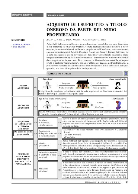 acquisto di usufrutto a titolo oneroso da parte del nudo ... - Ratio