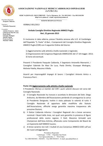 Verbale Consiglio Direttivo - Anmco