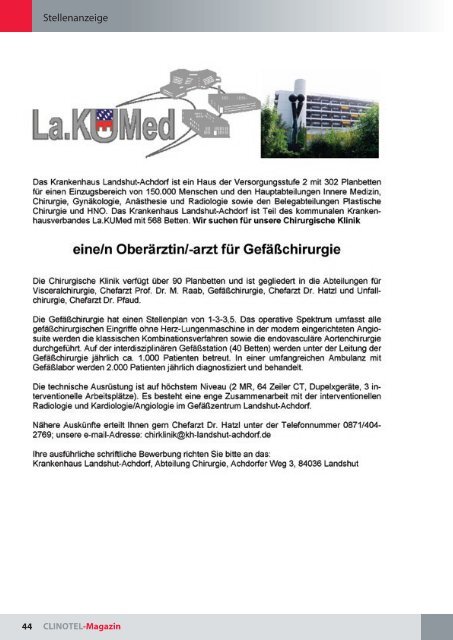 Fachabteilungen und Betten im Clinotel-Krankenhausverbund