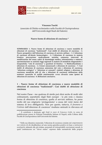 Scarica il testo completo dell'articolo - Stato, Chiese e pluralismo ...