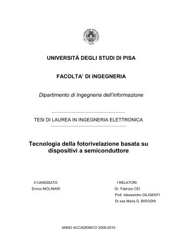 Tecnologia della fotorivelazione basata su dispositivi a ... - Matematica