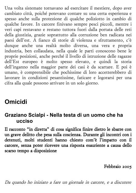 Storie e testimonianze dal carcere - Calomelano