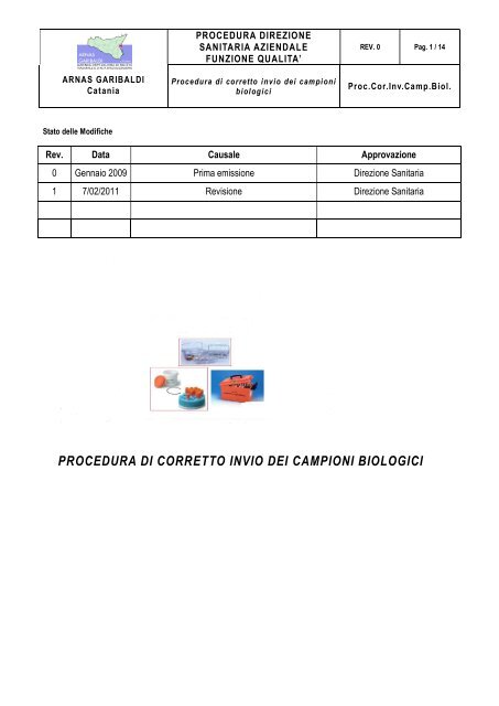 procedura trasporto campioni biologici - Intranet - Azienda ...