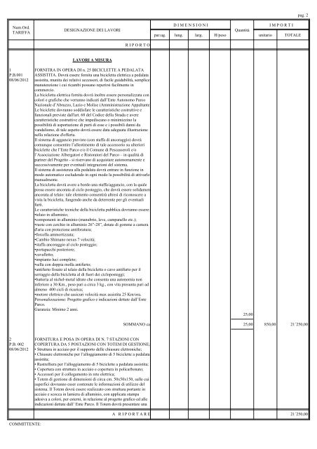 computo metrico estimativo - Parco Nazionale d'Abruzzo Lazio e ...