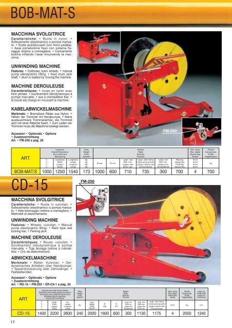 cable winders and unwinders macchine per ... - Agenziaomega3.it