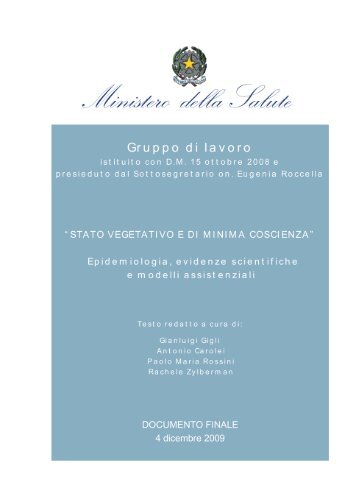 Stato vegetativo e di minima coscienza - Ministero della Salute