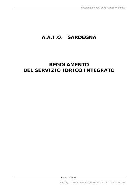 Regolamento del servizio idrico integrato - Abbanoa S.p.A.