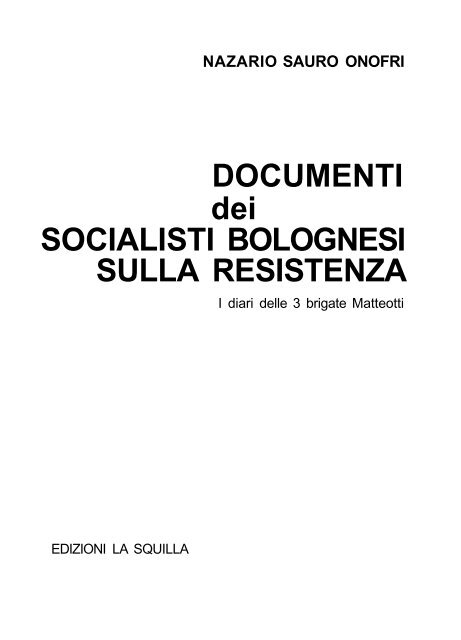 Documenti dei socialisti bolognesi sulla Resistenza PDF