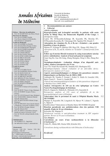 ANNALES Aout 2010.indd - Annales Africaines de Médecine