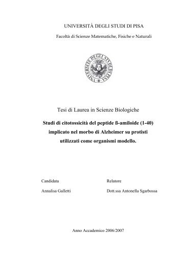 Studi di citotossicità del peptide ß-amiloide - A.I.M.A. Biella